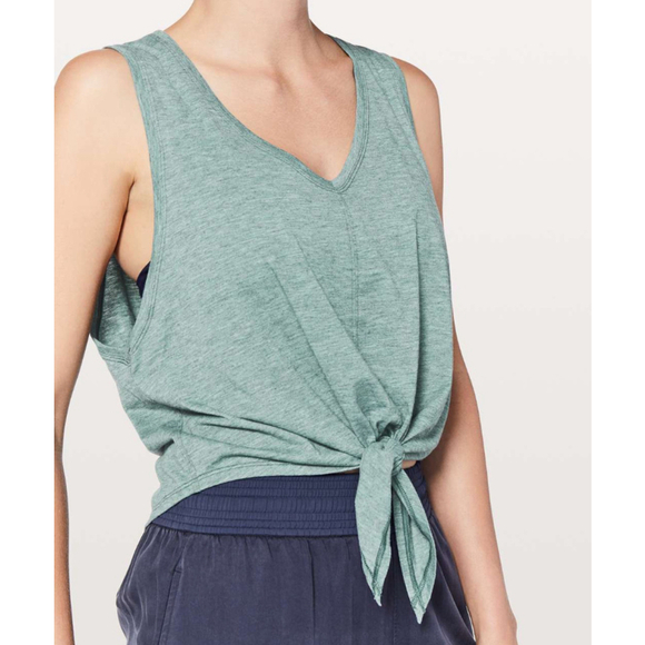 Lululemon Tops - LULULEMON Knot Gonna Fly Tank Top WOMENS 6 Heathered Deep Cove GREEN